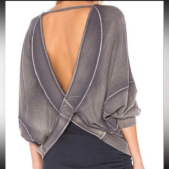 Free People Back it up Open back Sweatshirt - Picture 1 of 7